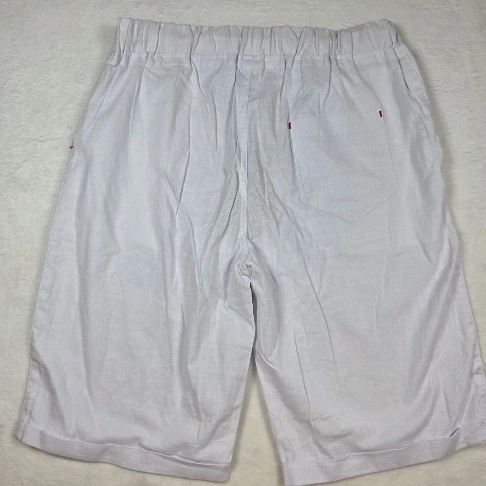 Nitagut Mens White Linen Blend Drawstring Shorts XS New With Tags Elastic‎ Waist